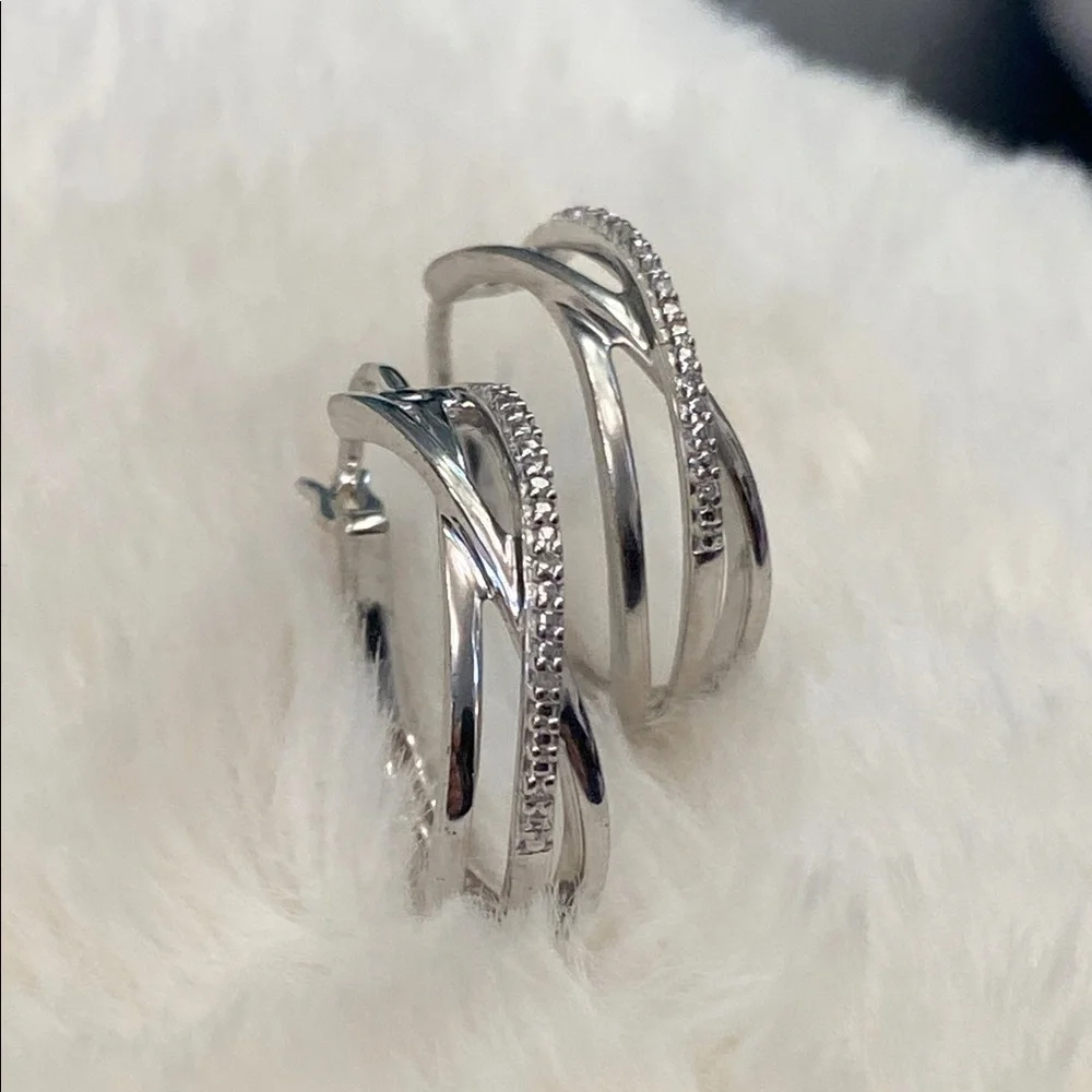 Diamond Accented Hoop Earrings